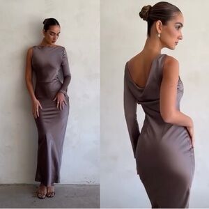 NWOT House of CB Catiana Asymmetric Satin maxi Cocktail Dress Size XS